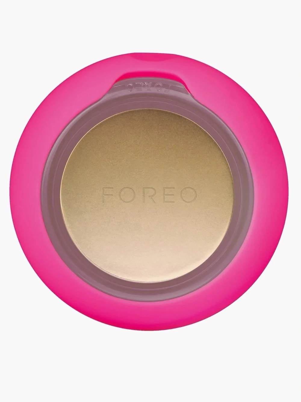 FOREO Mini Facial Cleansing Device in Bright Pink with Gold Accent